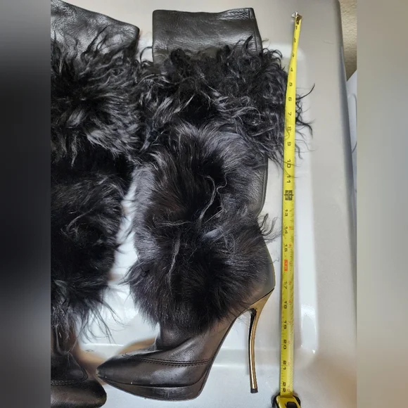 Vero Cuoio Women's Genuine Leather and Fur Knee High Boots, size 38 IT, 8 US - Picture 3 of 12